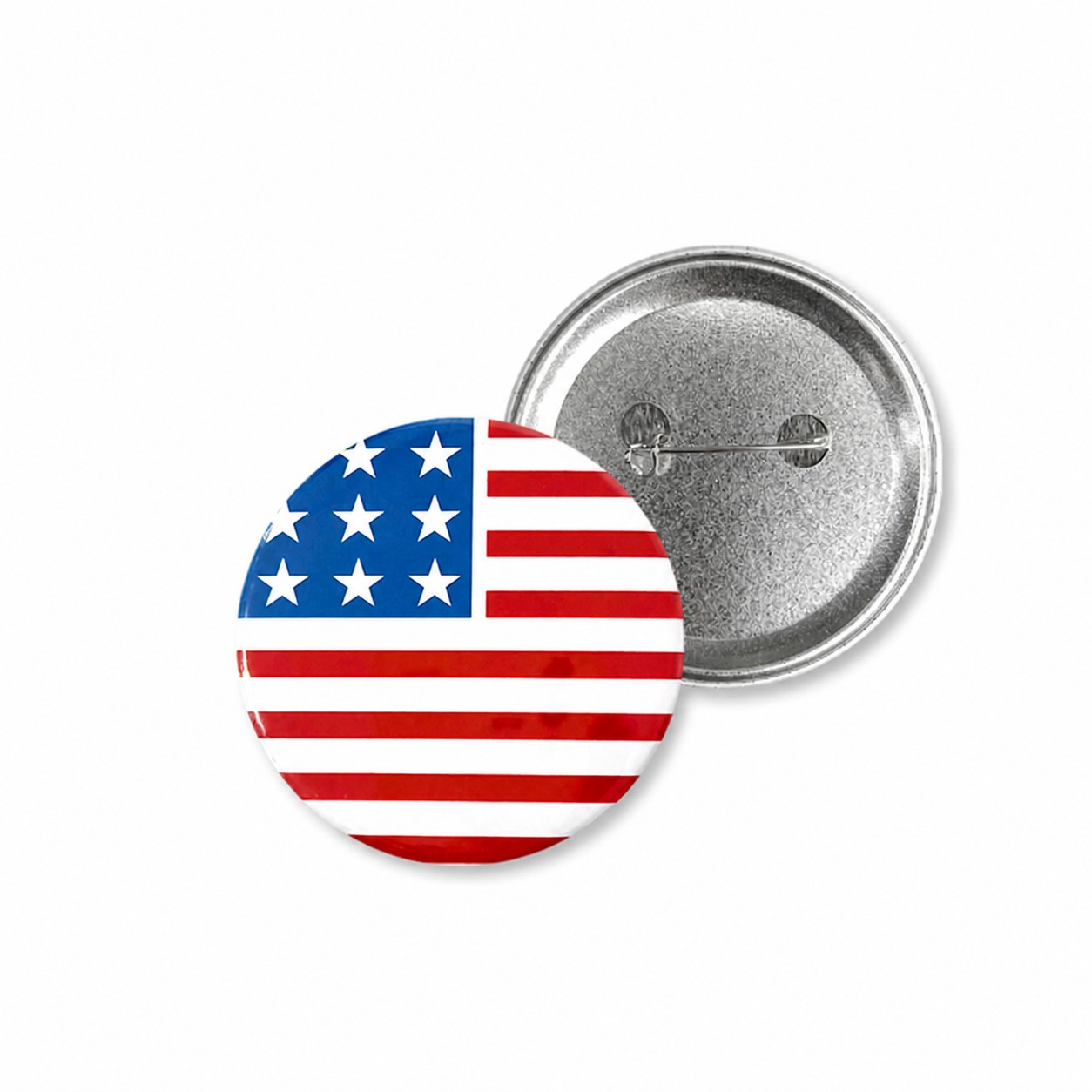 Round Metal Pinback Button — Red