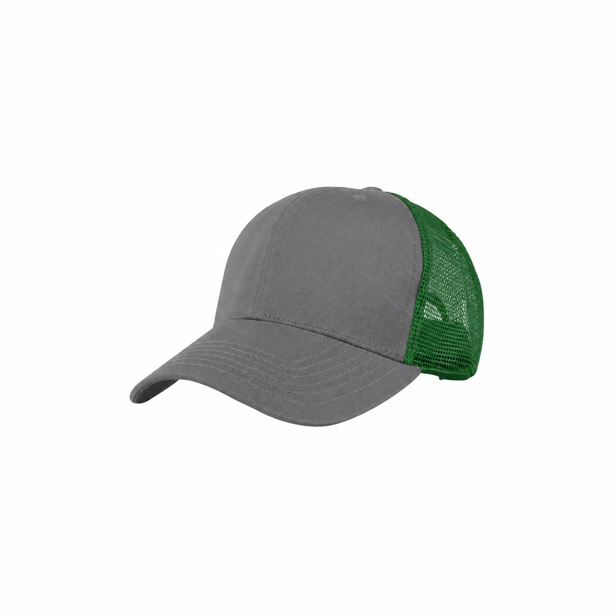 Six-Panel Low-Profile Trucker Cap — Gray/Green