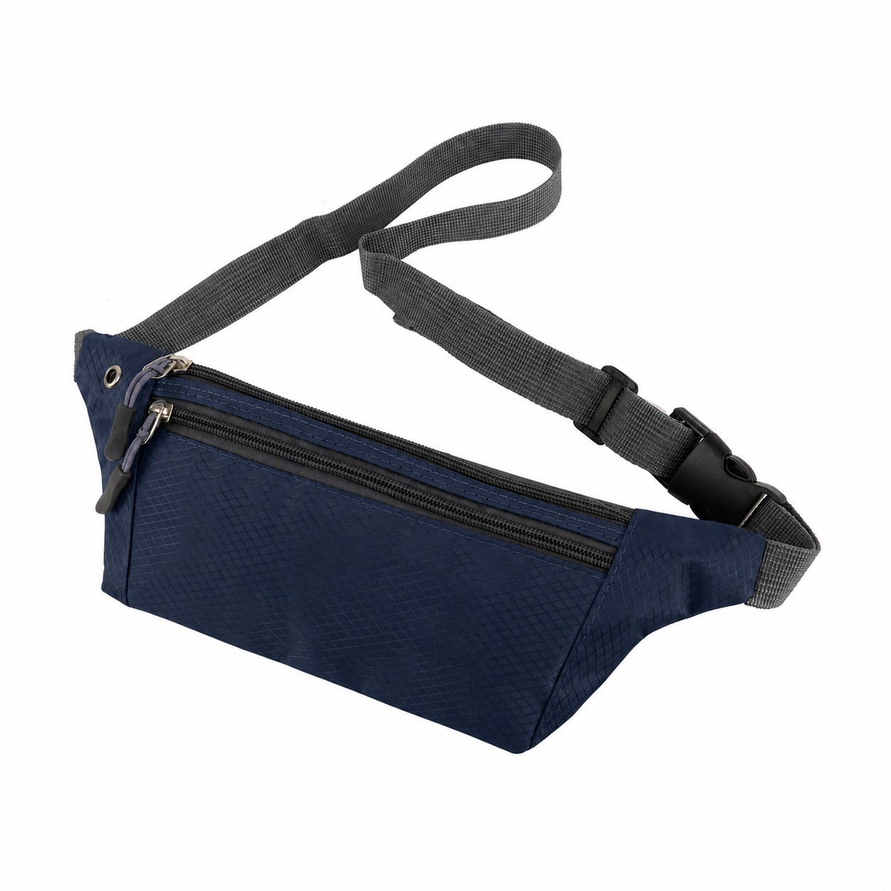 420D Polyester Zippered Fanny Pack — Navy Blue