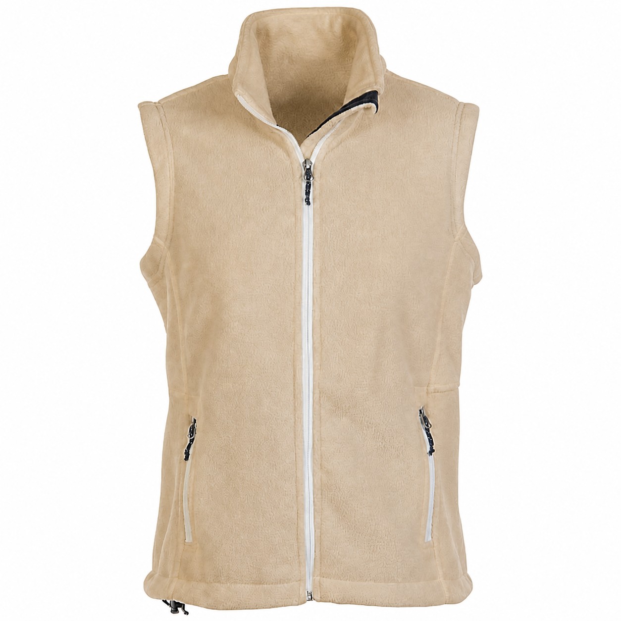 Ladies Polyester Fleece Zip Vest — Beige