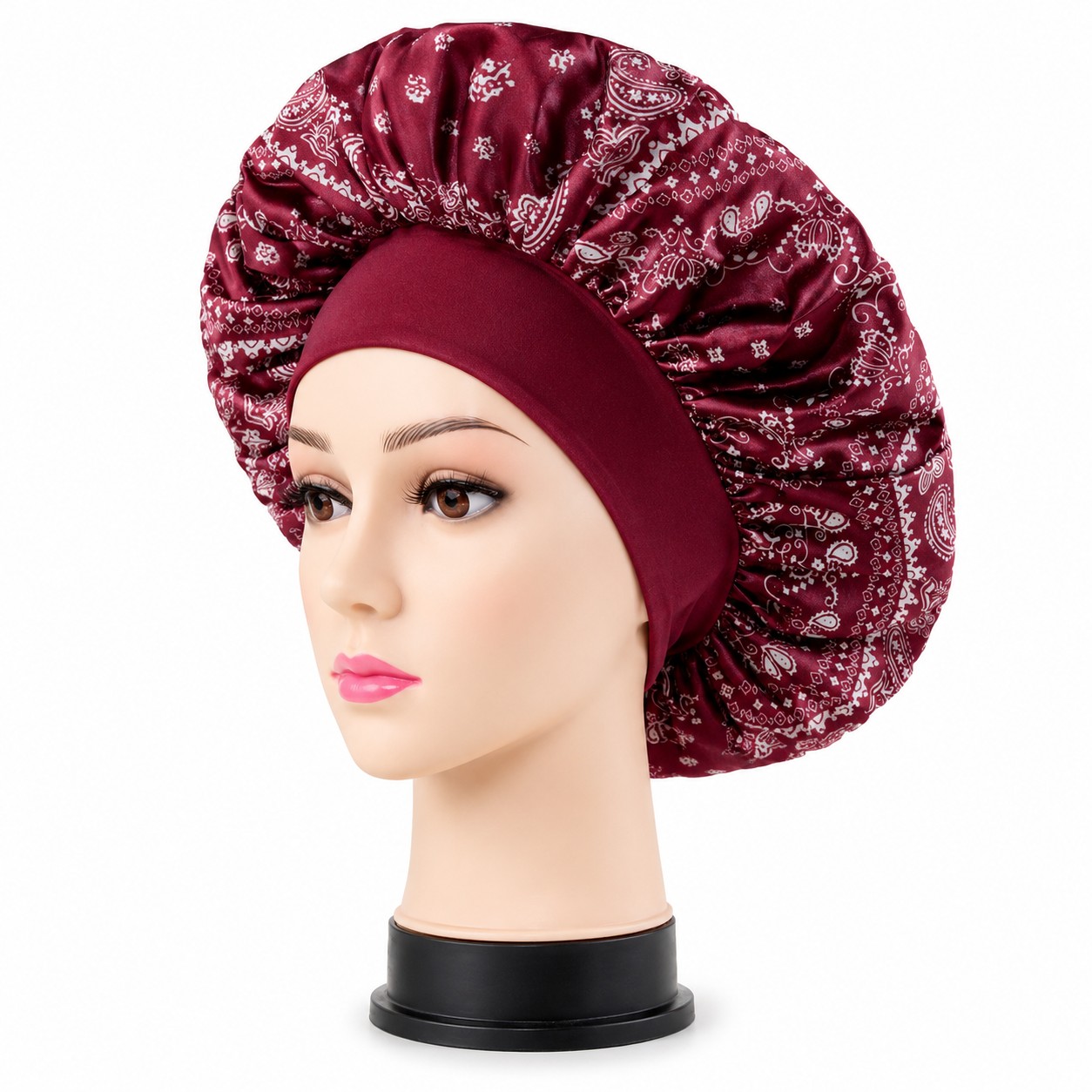 Elastic Wide Band Satin Bonnet