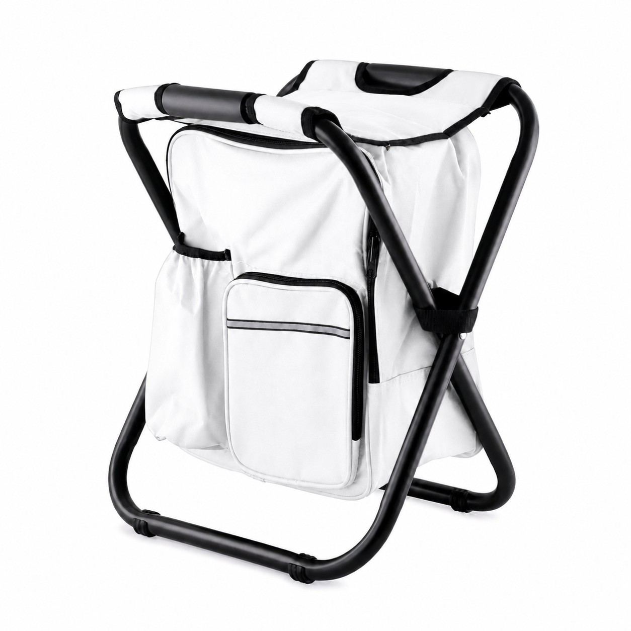 Insulated Backpack Folding Camp Chair — White
