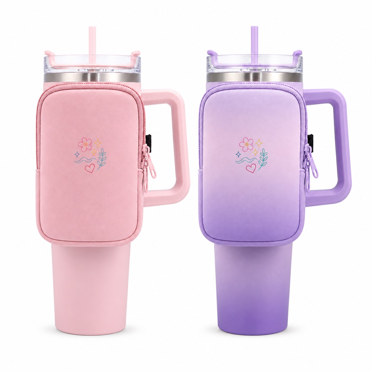 Adjustable Neoprene Tumbler Sleeve With Zippered Pocket