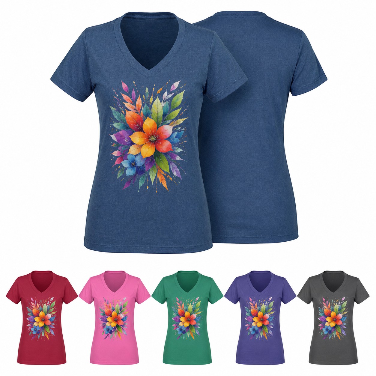 Ladies Cotton Polyester Blend V Neck Tee