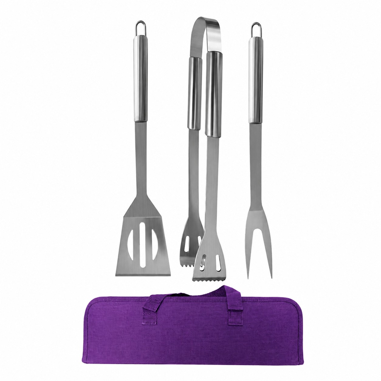 Three Piece Stainless Grill Set — Purple