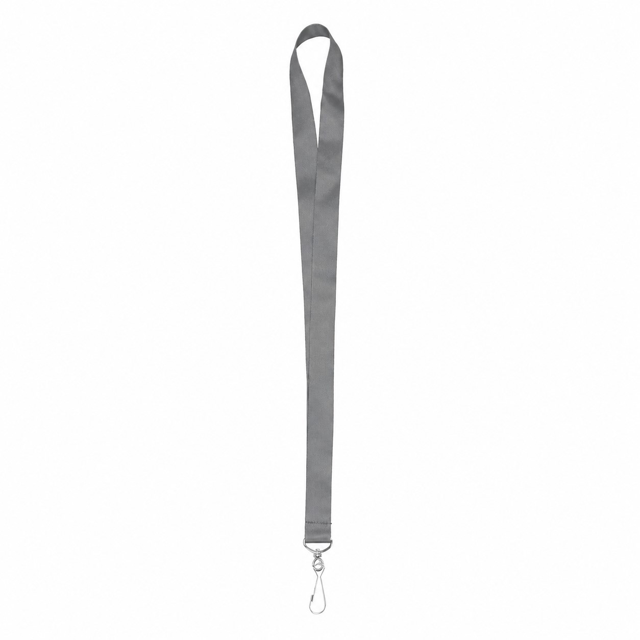 Satin Polyester J-Hook Lanyard — Gray