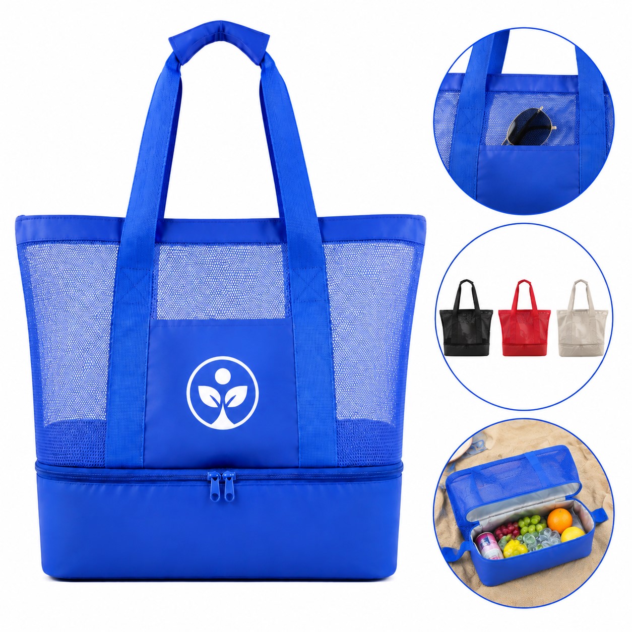 Mesh Beach Tote With Zippered Base