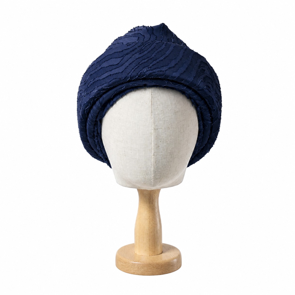 Velvet Textured Headband Wrap — Navy Blue