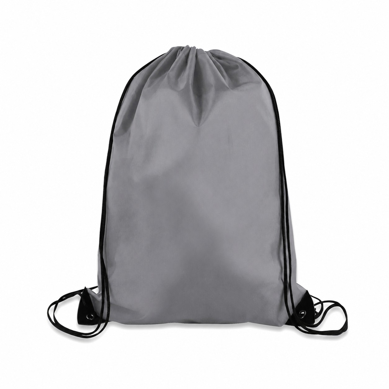 Metal Grommets 210D Polyester Drawstring Bag — Gray