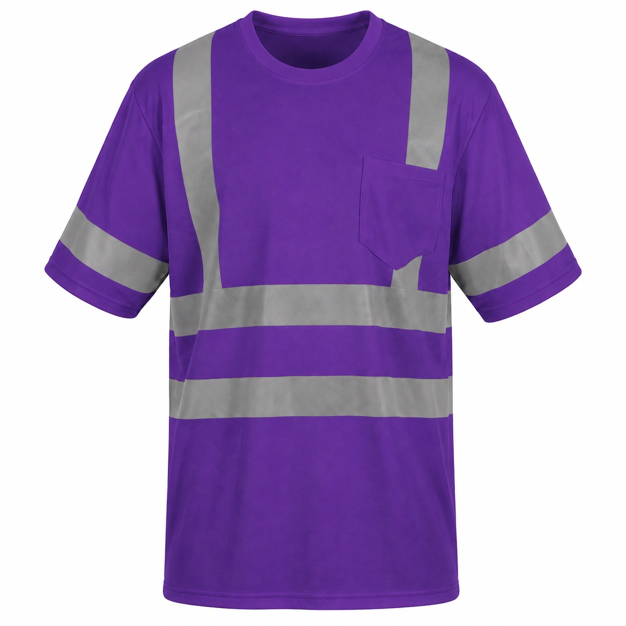 High Visibility Polyester Pocket Tee — Purple