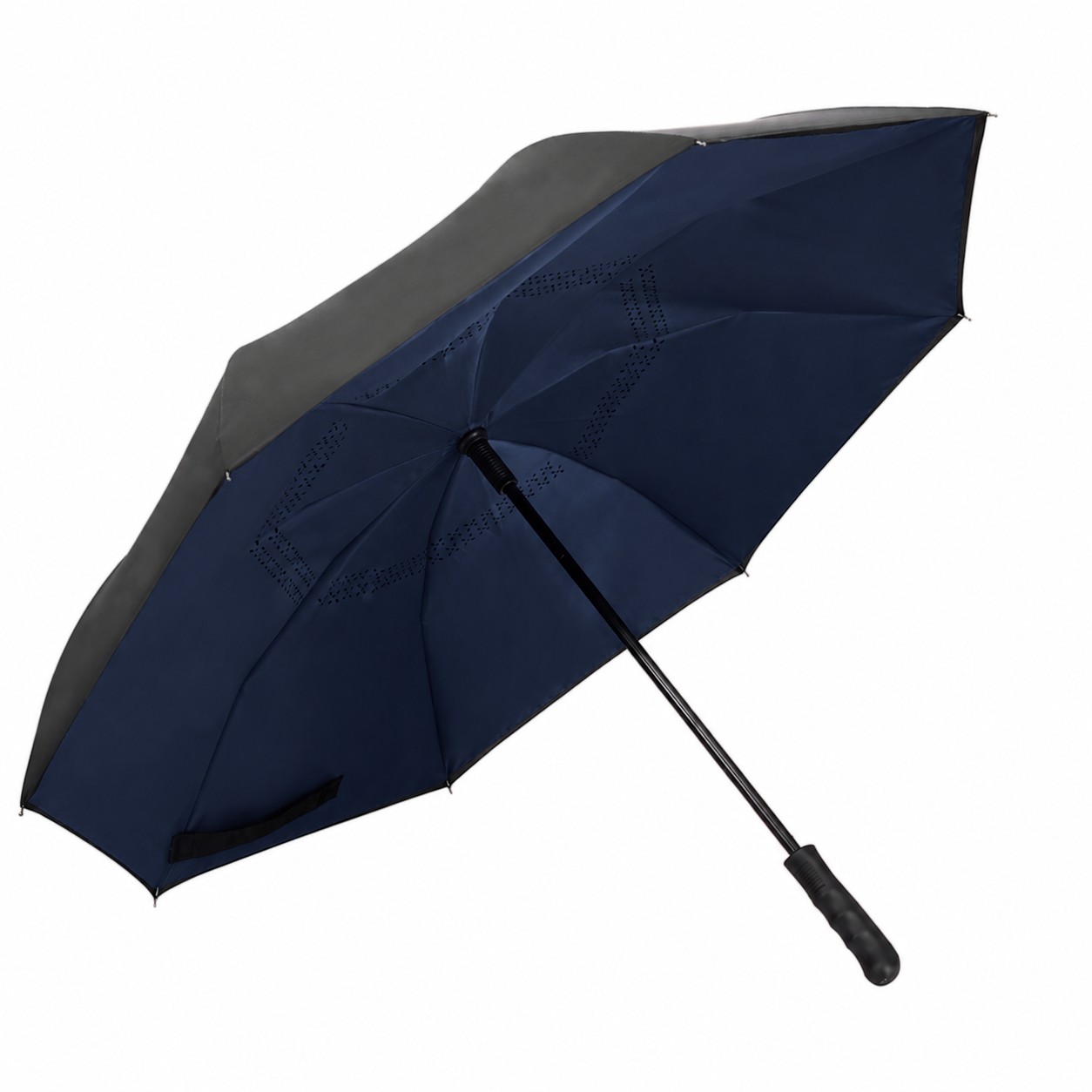 48" Reverse Auto Open Umbrella — Black/Navy Blue