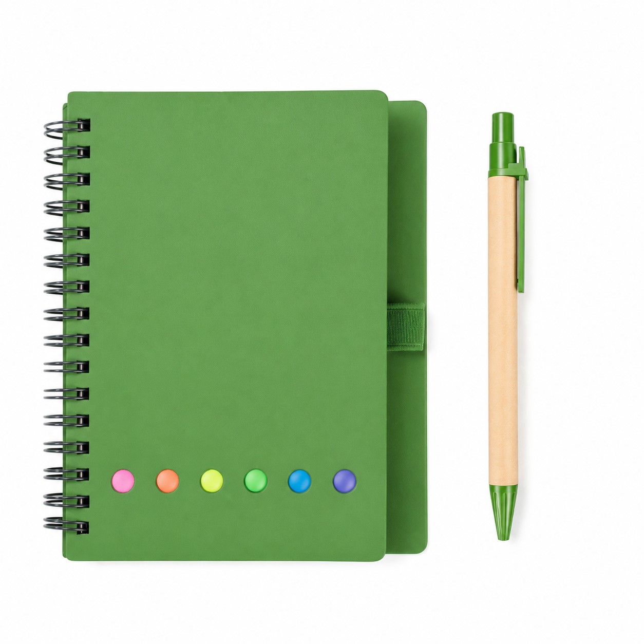 Mini Spiral Notebook Sticky Pad Set — Green