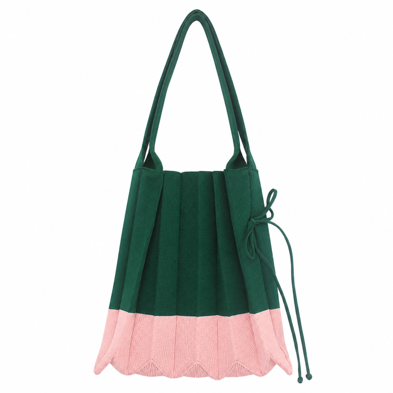 Pleated Knit Polyester Shoulder Tote — view 2