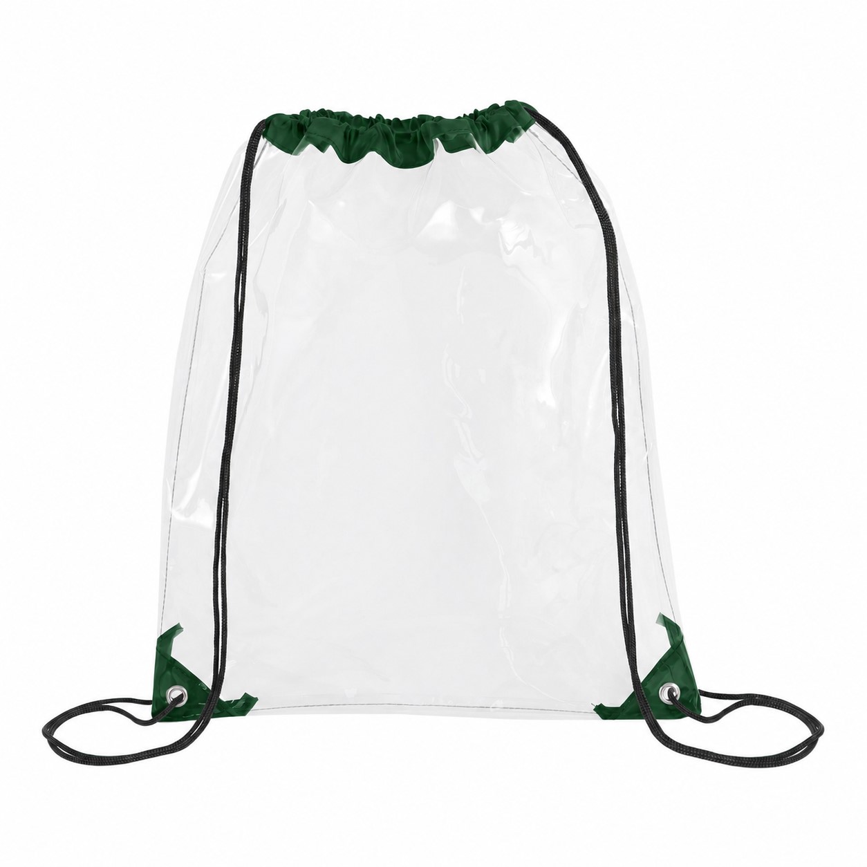 Metal Grommets Clear Drawstring Bag — Forest Green
