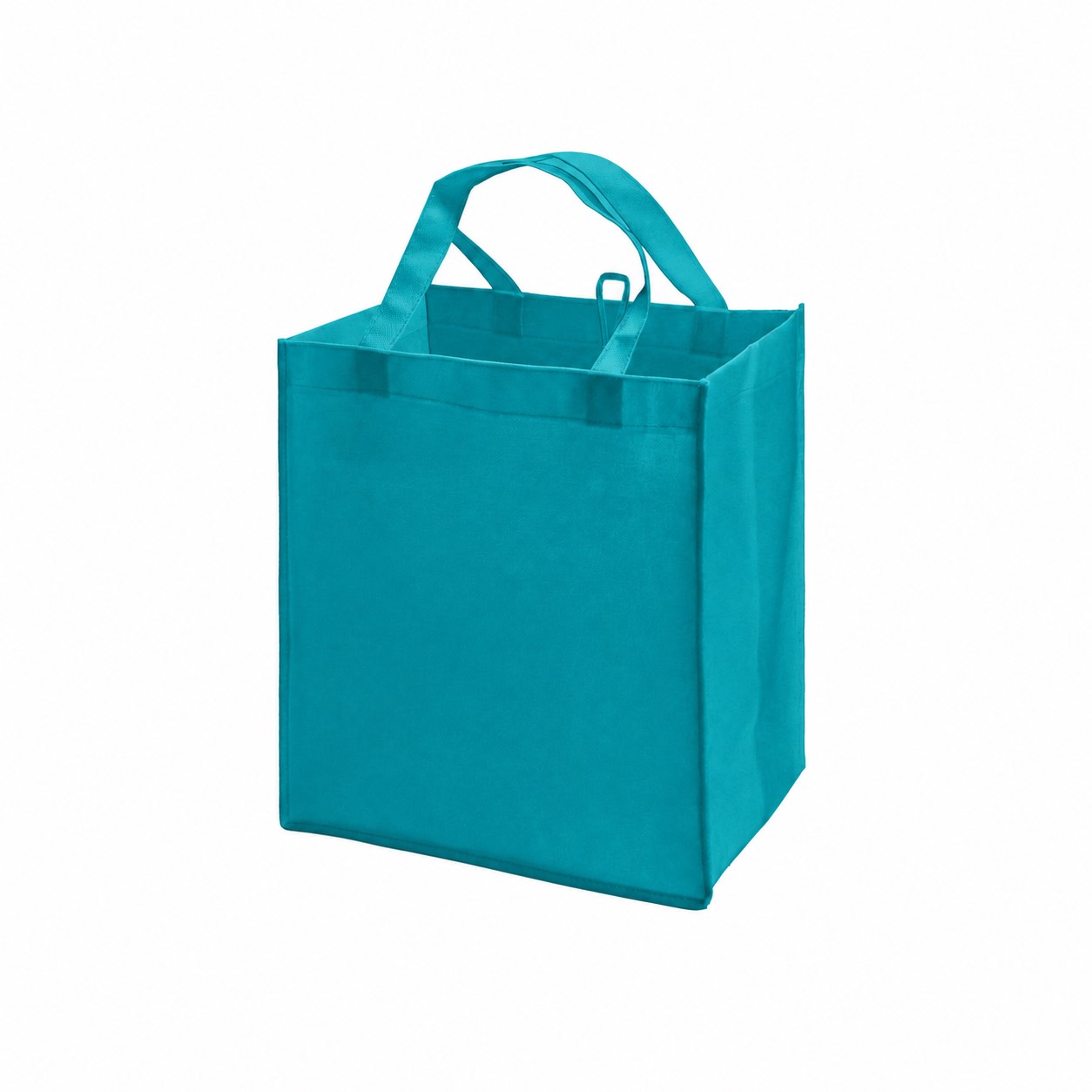 80GSM Non-Woven 16" Reinforced Handles Tote Bag — Teal Blue