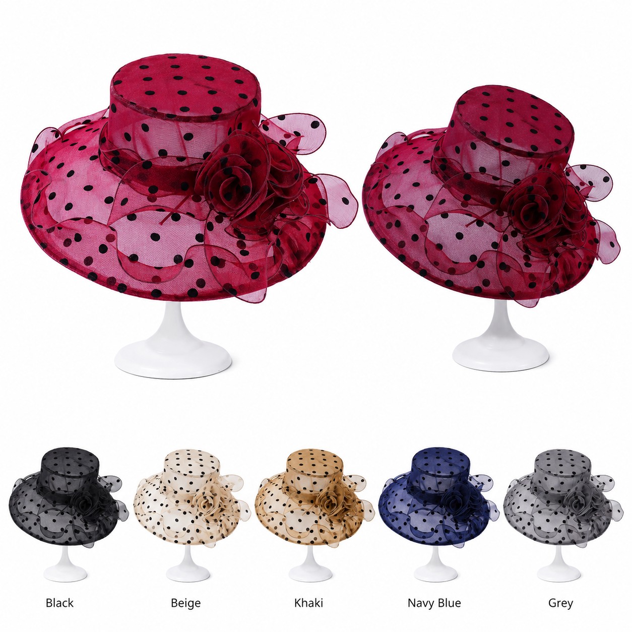 Organza Polka Dot Flower Hat