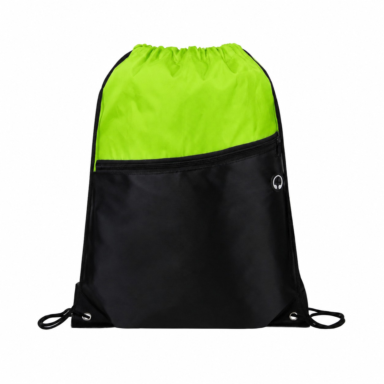210D Polyester Metal Grommets Drawstring Bag — Lime Green