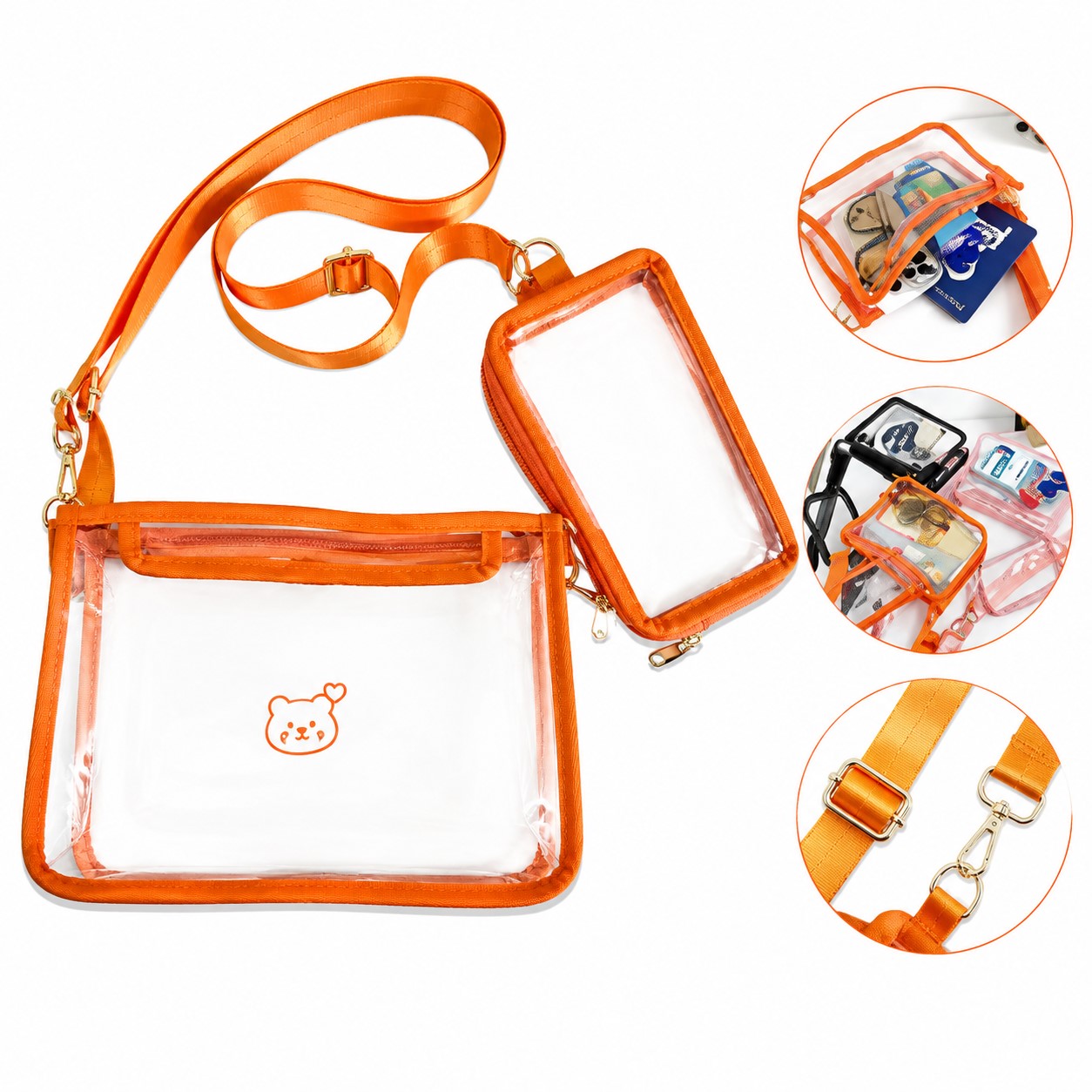 Clear PVC Crossbody Purse With Accessory Pouch