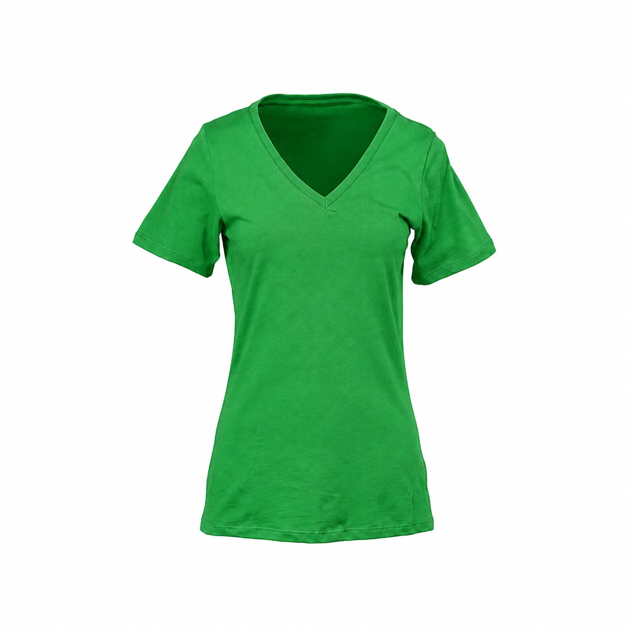 Ladies Ringspun Cotton V Neck Shirt — Green