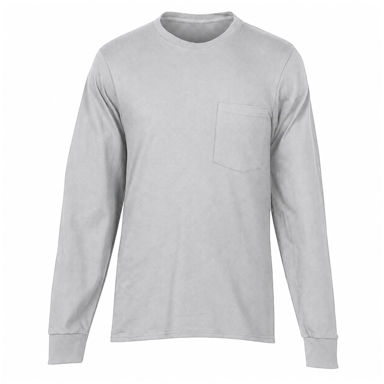 Cotton Pocket Long Sleeve Shirt — Silver