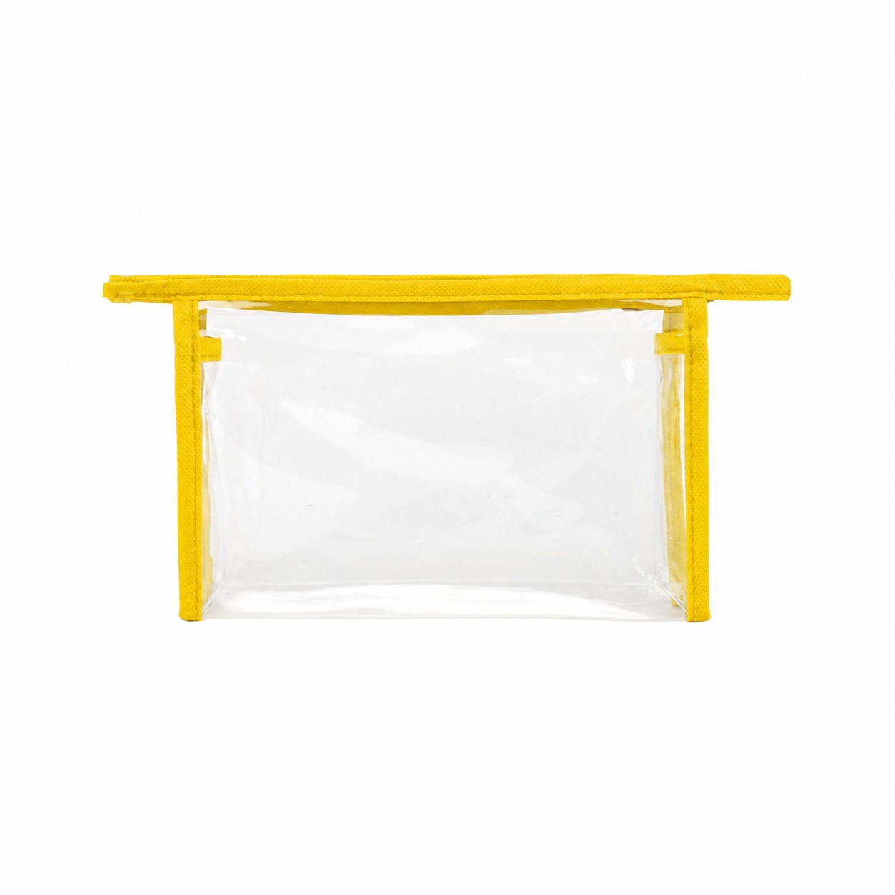 Clear PVC Carry Handle Toiletry Bag with 80GSM Non-Woven Trim — Yellow