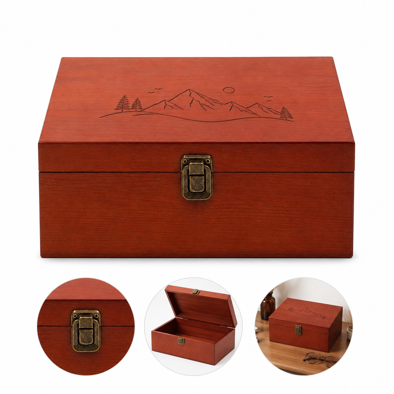 Wood Keepsake Box With Front Latch