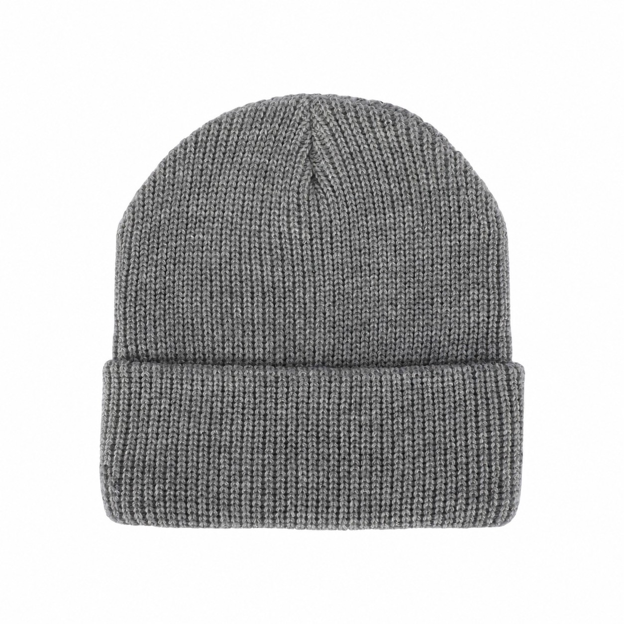 Acrylic Cuffed Patch Beanie — Gray