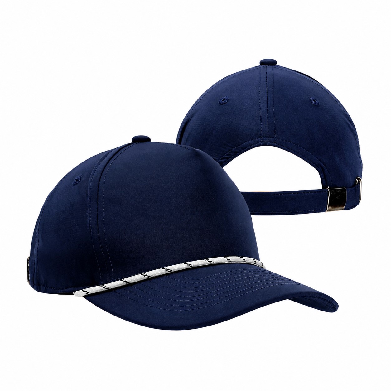 Polyester Adjustable Metal Buckle Cap — Navy Blue