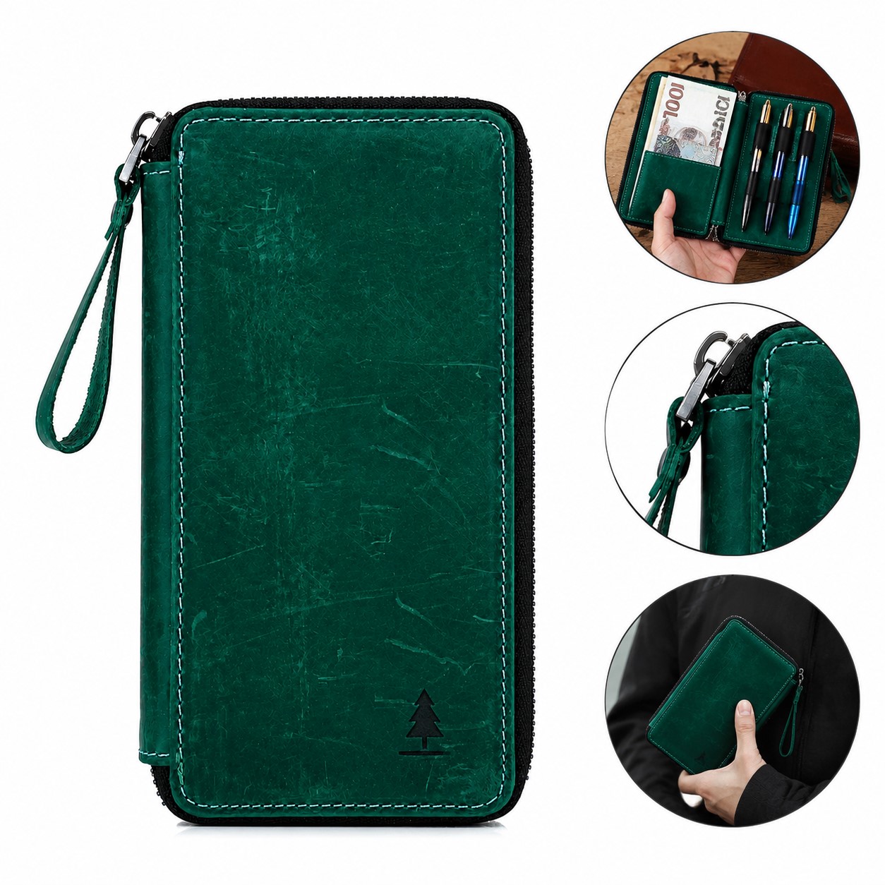 Leather Ziparound Writing Accessory Organizer