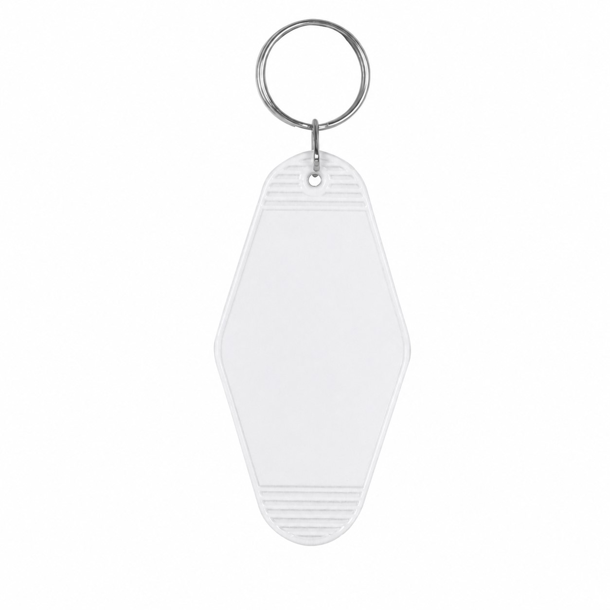 Plastic Motel Key Tag Ring — Clear White