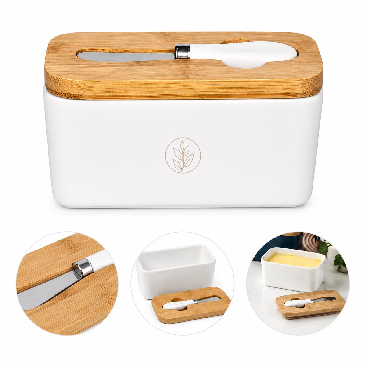 Rectangular Butter Dish With Wood Lid