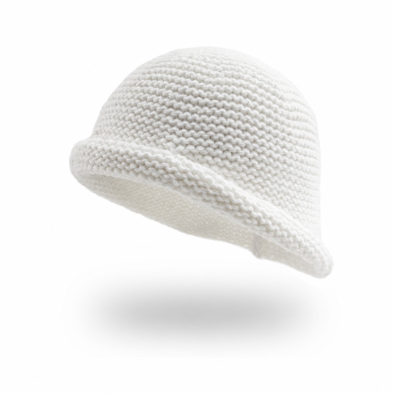 Wool Blend Rolled Cuff Bucket Hat — Off White