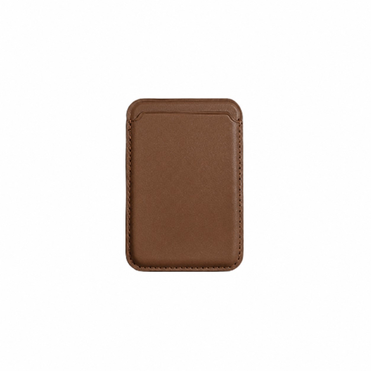 Magnetic Leather Phone Card Holder — Brown