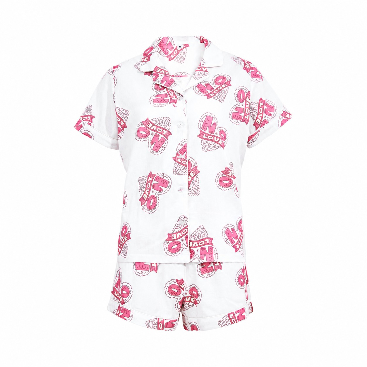 Cotton Pajama Shorts Set — Clear White