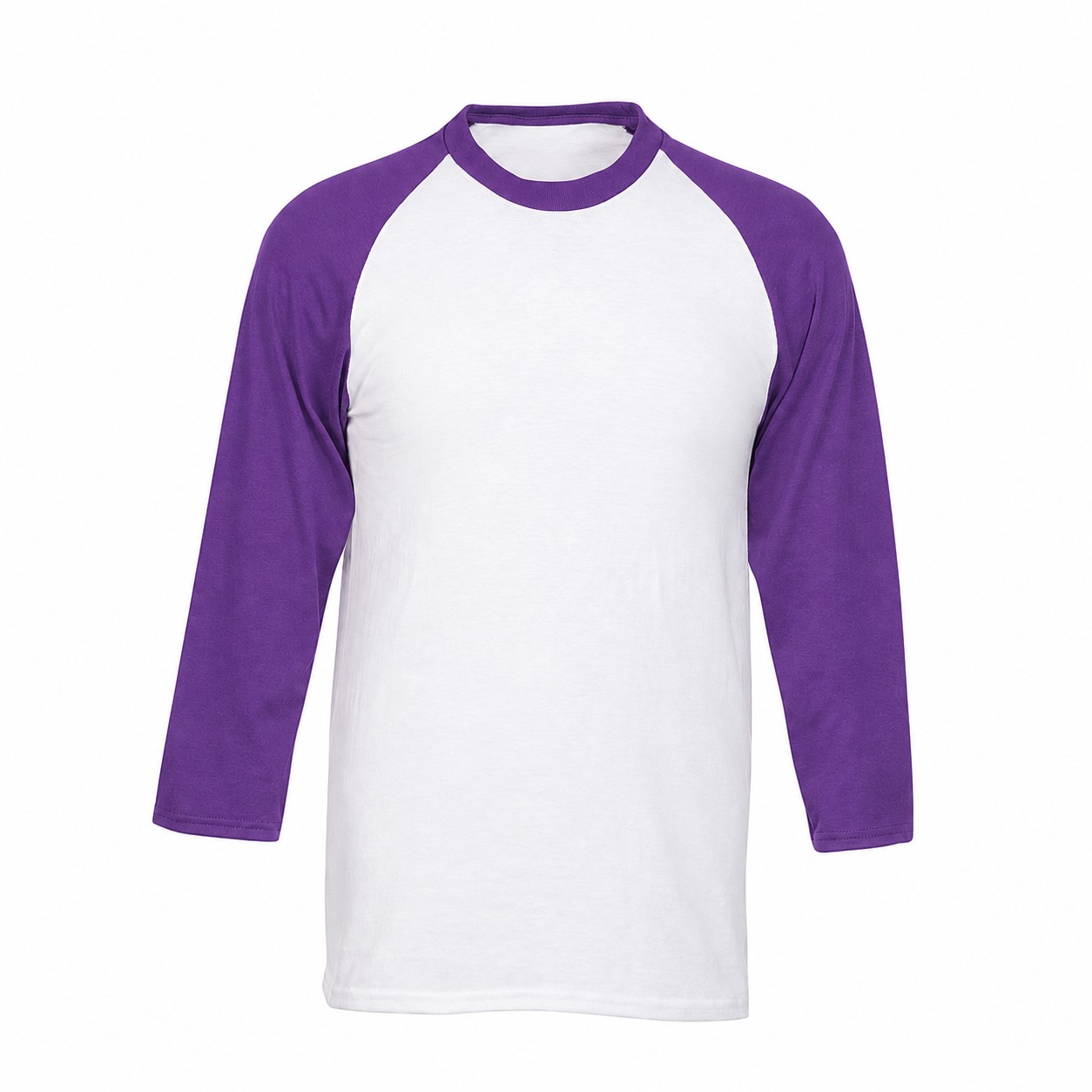 Contrast Sleeve Cotton Polyester Baseball Shirt — Purple