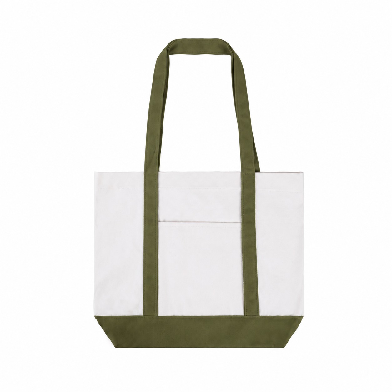 Structured Bottom Cotton Tote Bag — Army Green