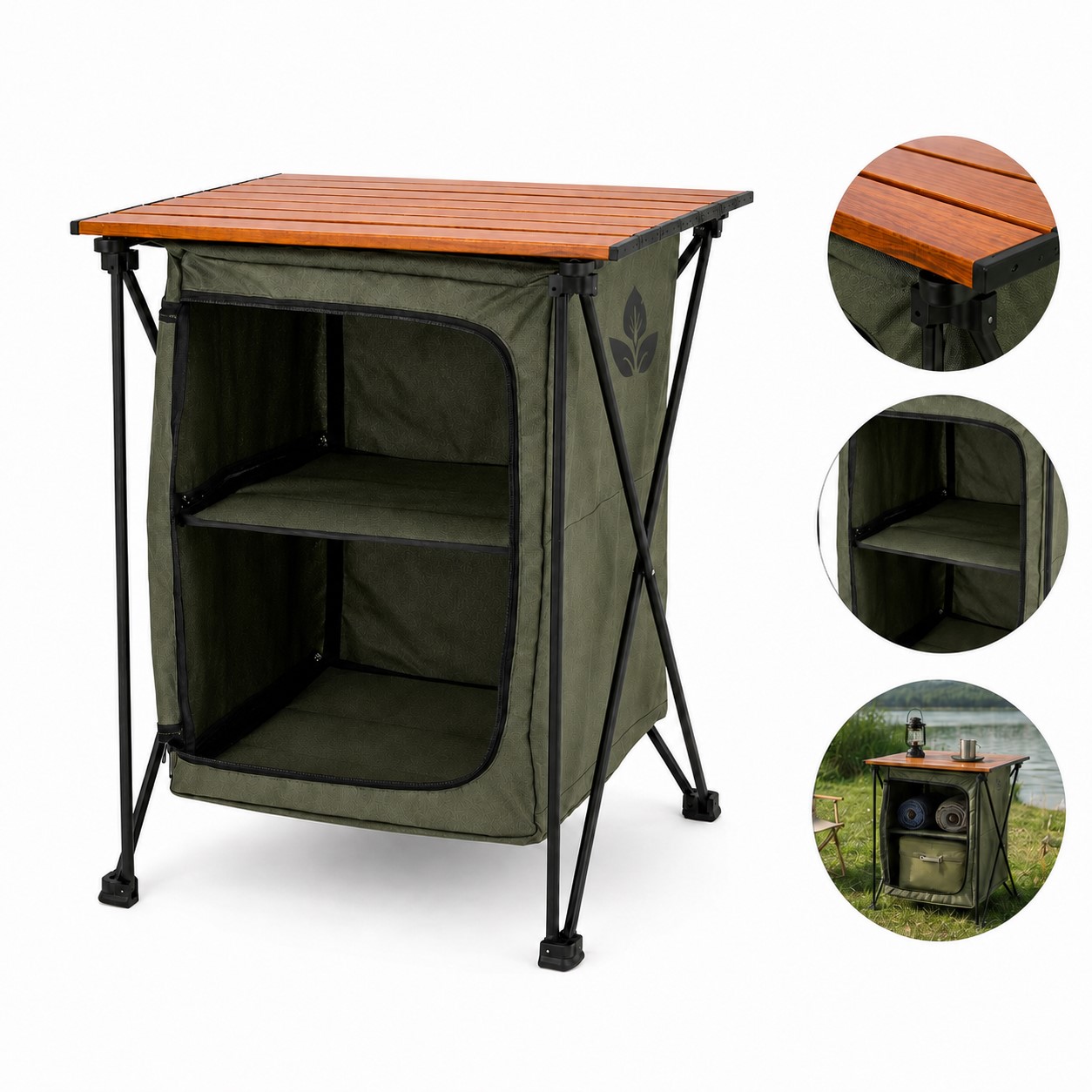 Two Tier Portable Camping Table With Storage Bag