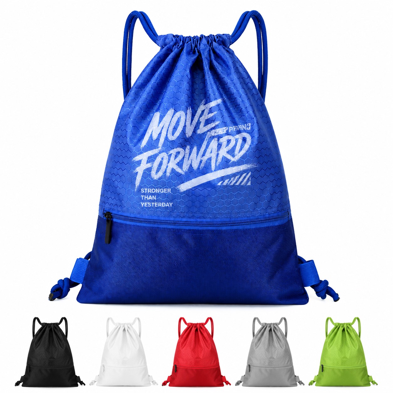 Waterproof Polyester Drawstring Backpack With Front Pocket
