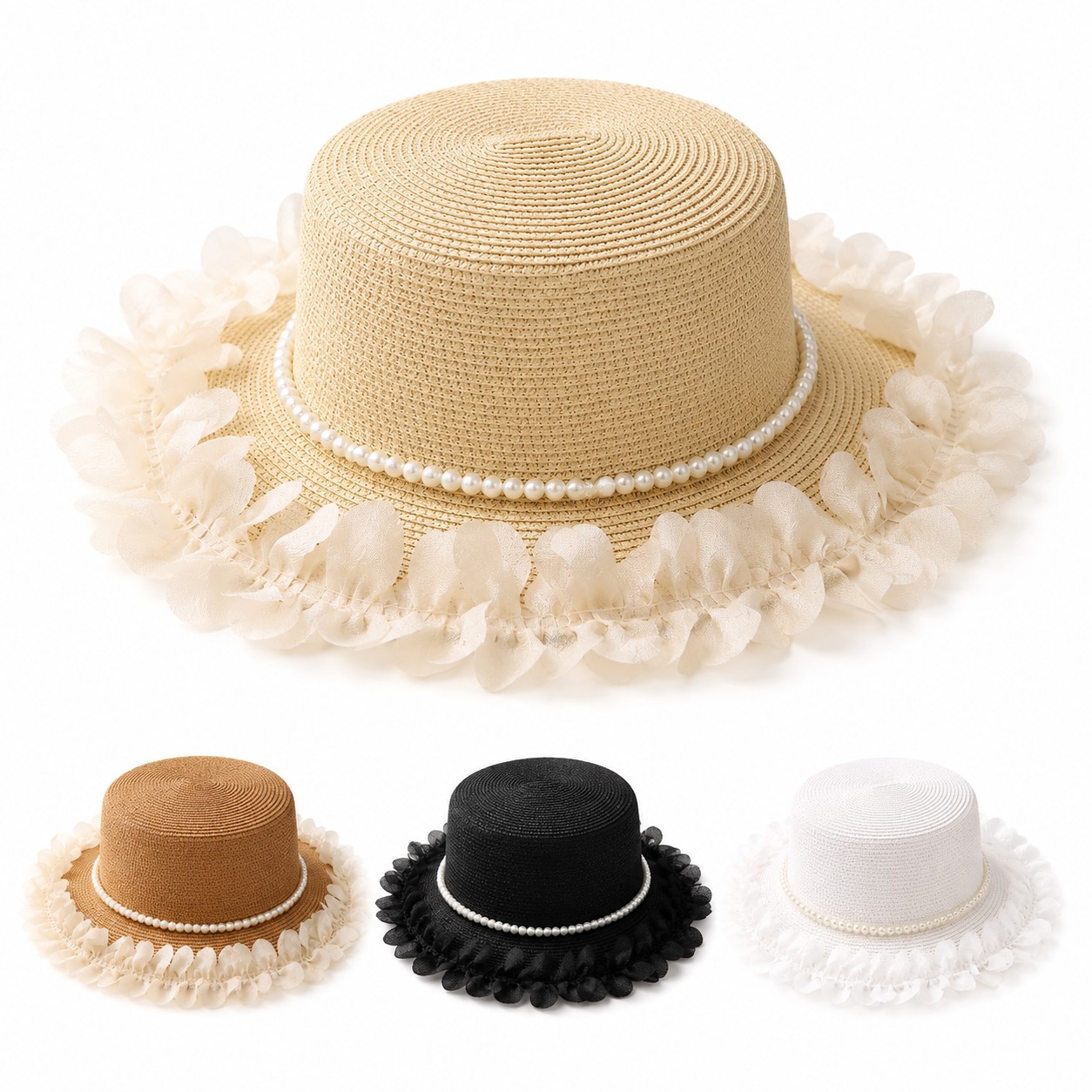 Straw Pearl Band Sun Hat