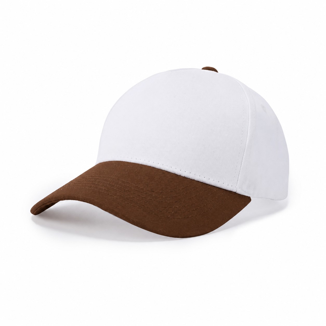 Two-Tone Cotton Twill Structured Cap — White/Brown