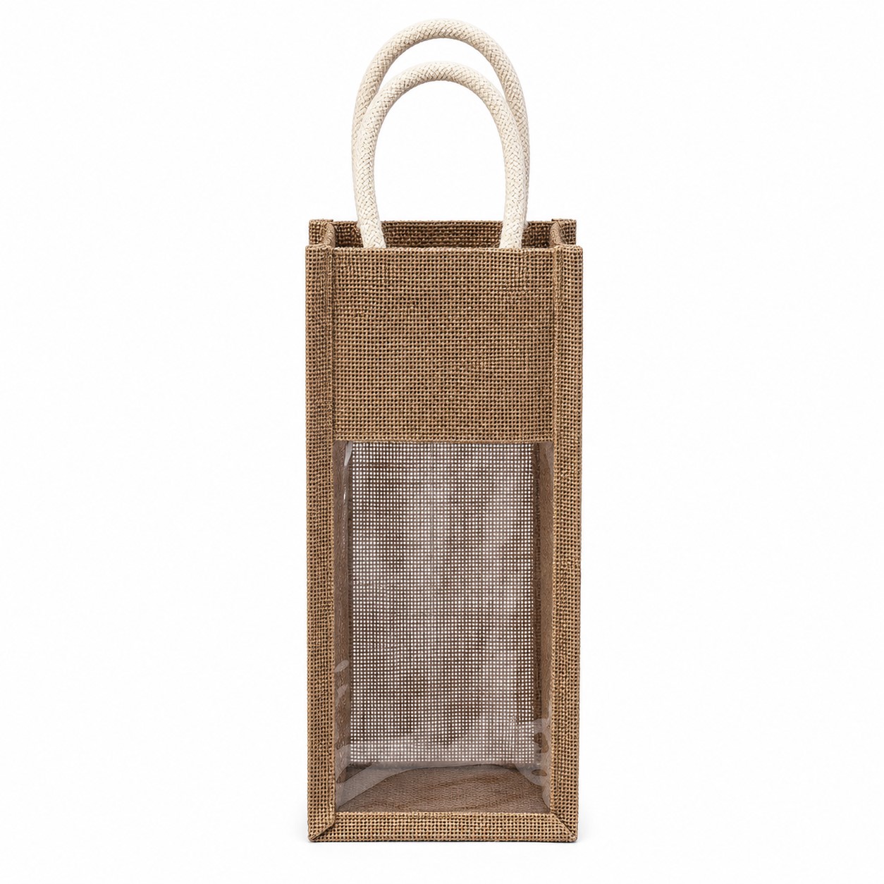 Jute Wine Bag With Transparent Bottle Window — view 2