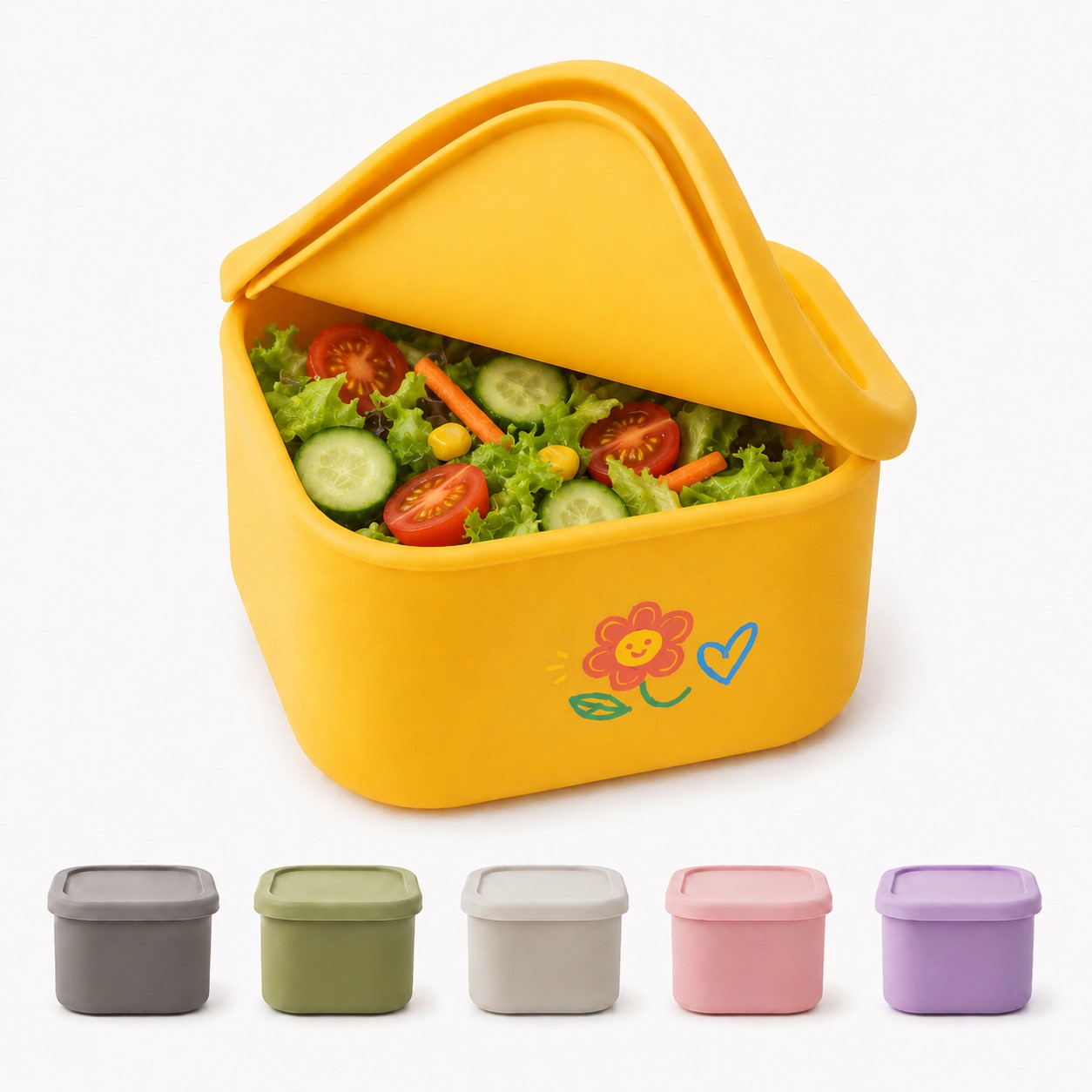 Compact Silicone Bento Box With Slot Cover
