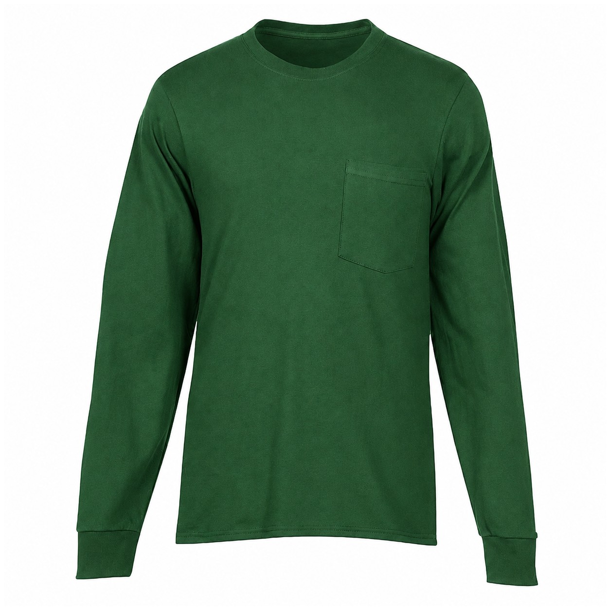 Cotton Pocket Long Sleeve Shirt — Green