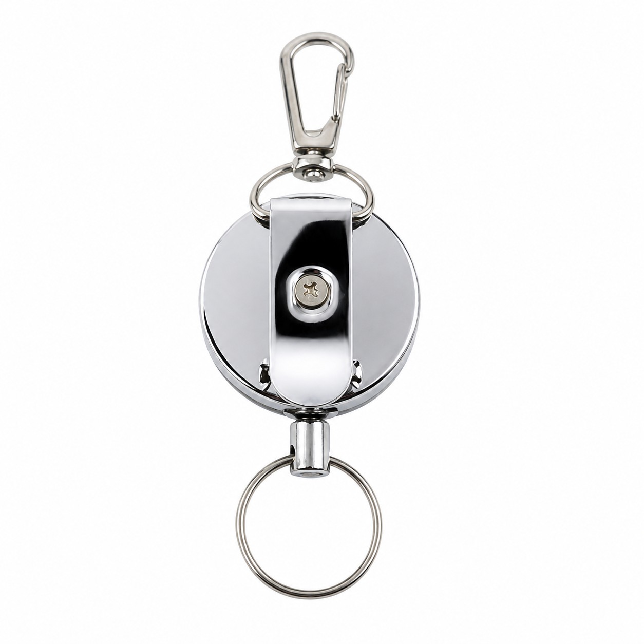 Metal Retractable Key Reel With Swivel Clasp — view 2
