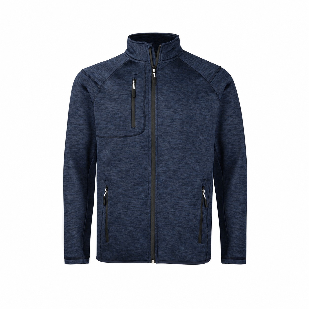 Micro Fleece Full Zip Jacket — Navy Heather Blue