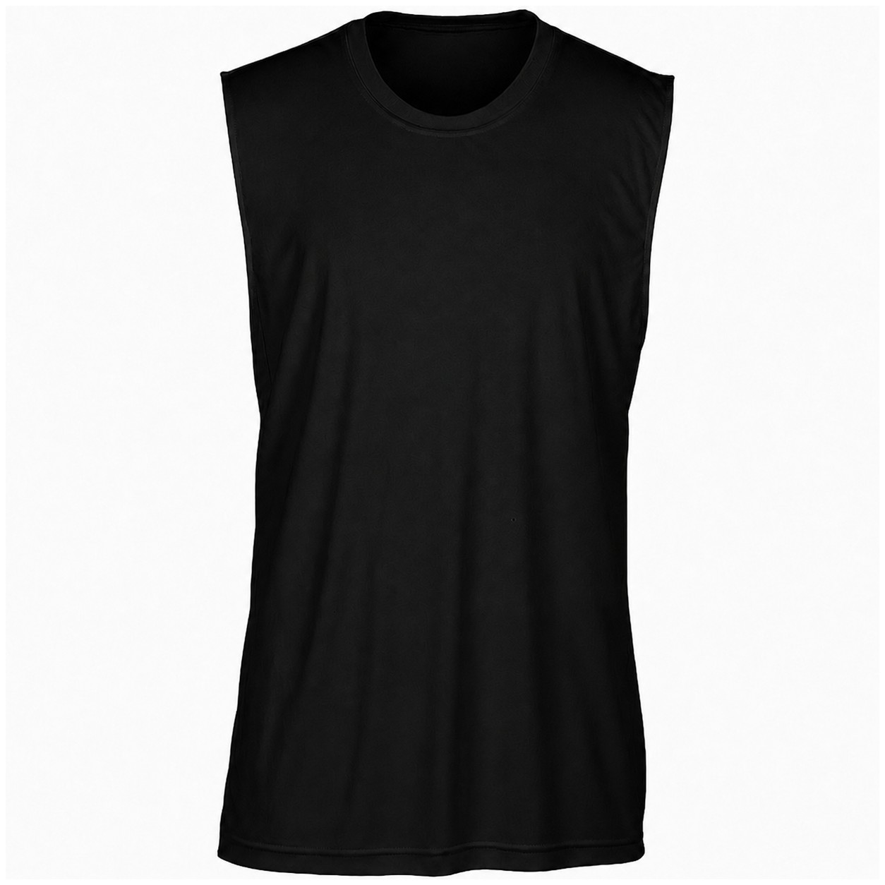Sleeveless Polyester Performance Muscle Tank — Black