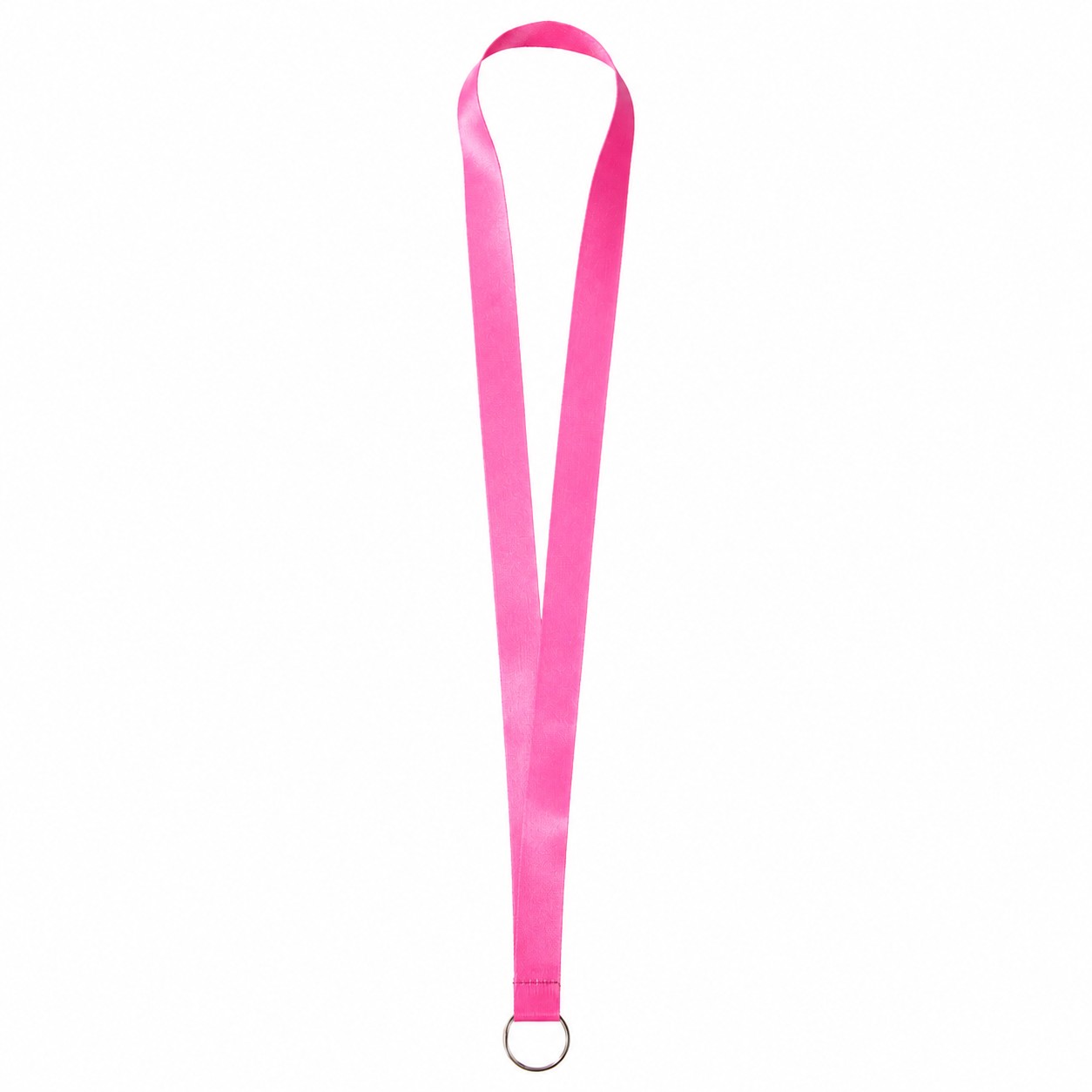 Satin Polyester Split Ring Lanyard — Pink