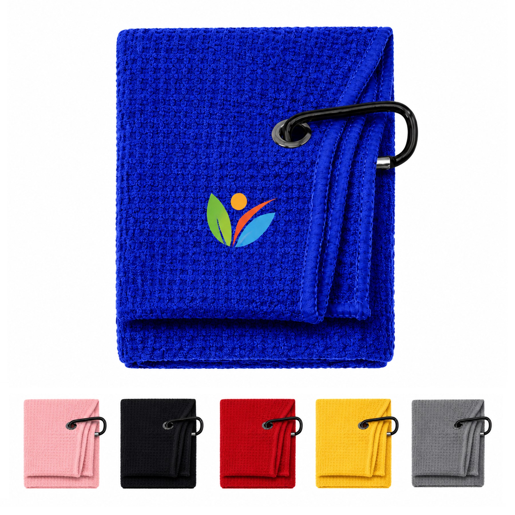 Waffle Microfiber Golf Towel With Metal Hook