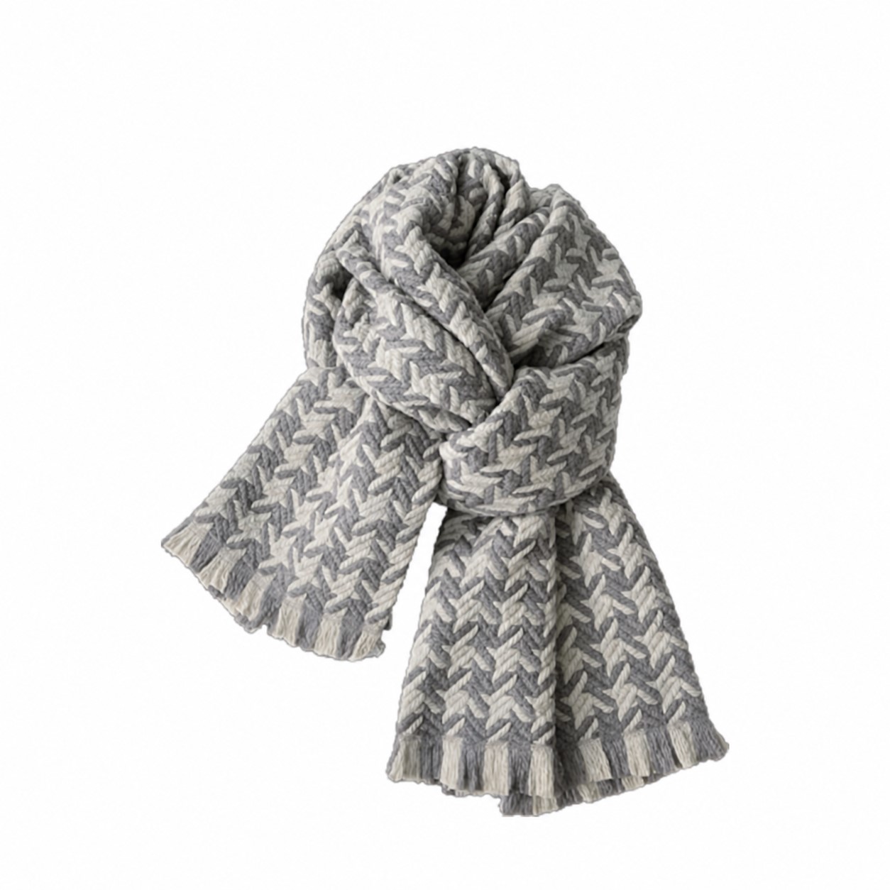 Braided Polyester Knitted Scarf — Nickel Silver