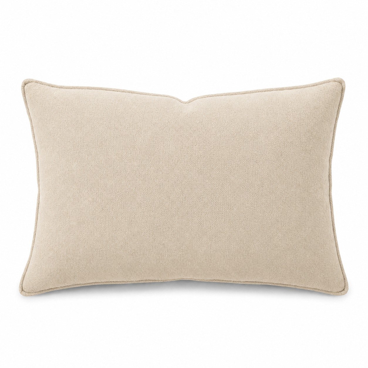 Zippered Plush Lumbar Pillow With Insert — Natural Beige